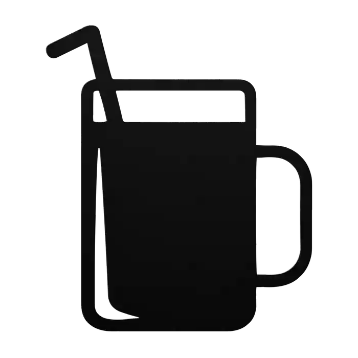 Bar Handled Glass with Straw Metal Sign