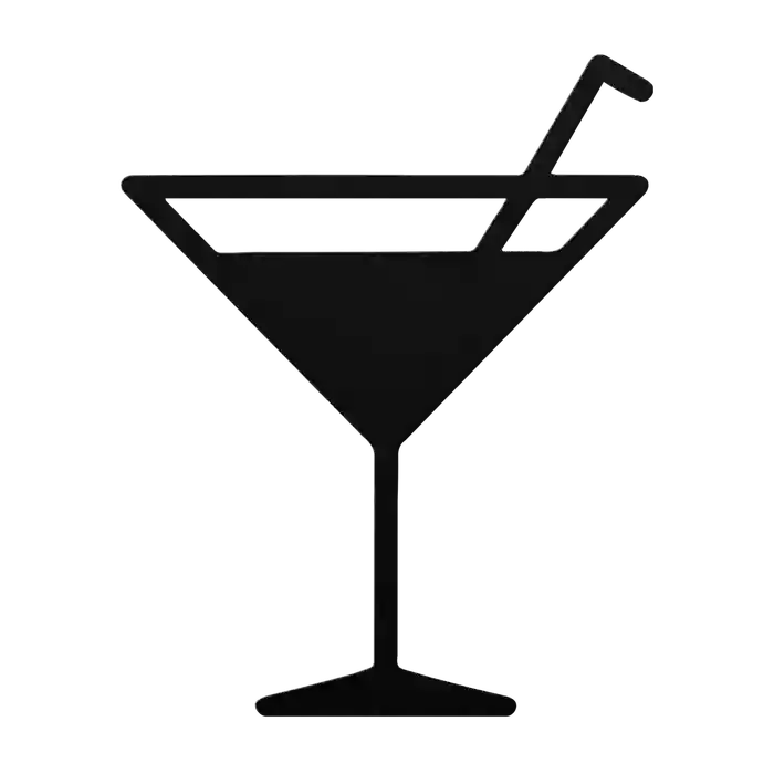 Bar Martini with Straw Metal Sign