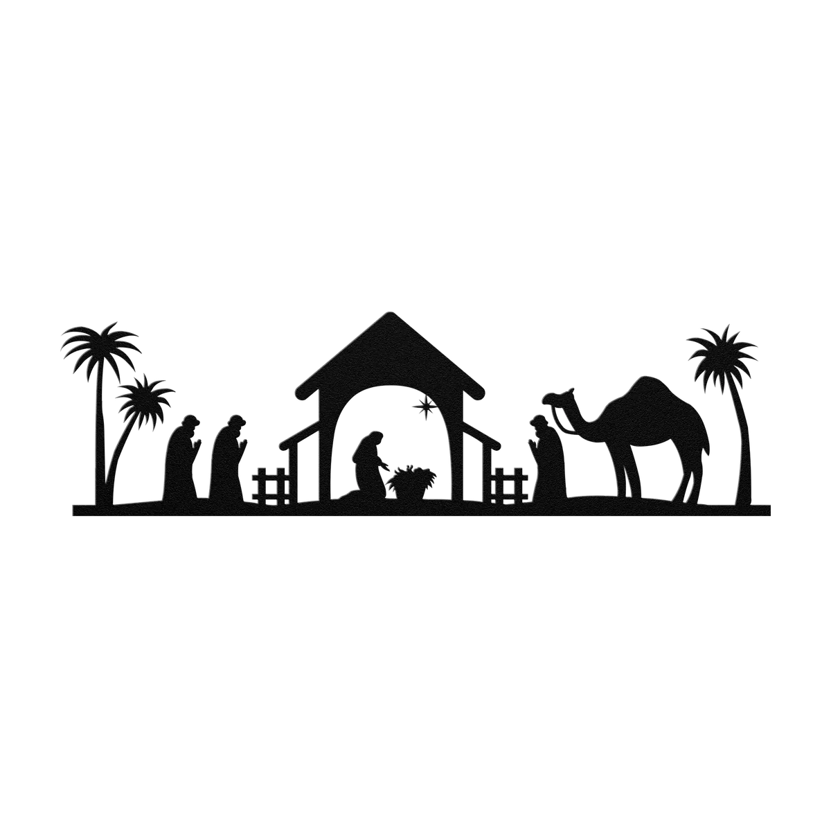 Christmas Nativity with Palms Metal Sign