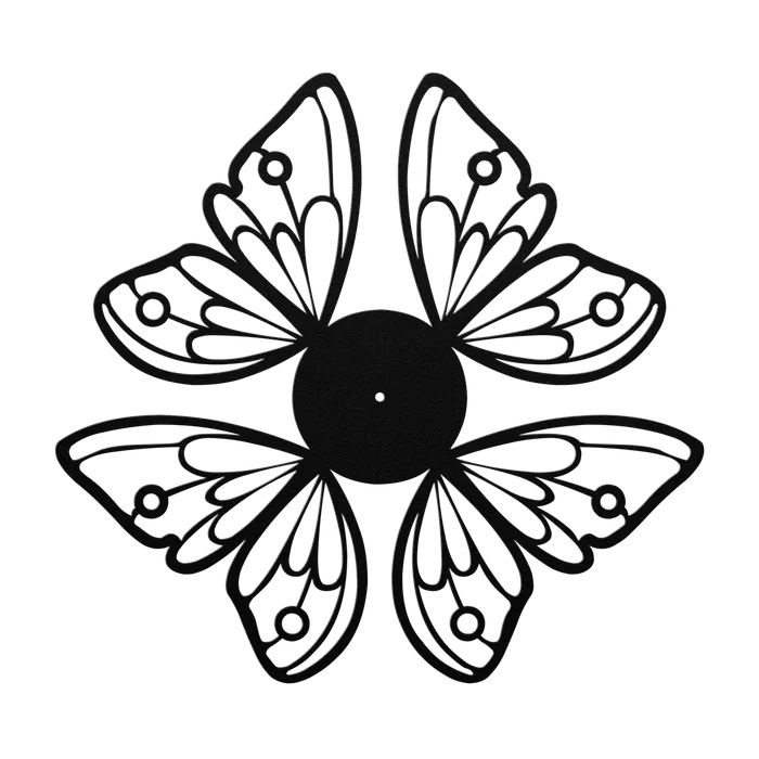 Clock Butterfly Wings Metal Sign