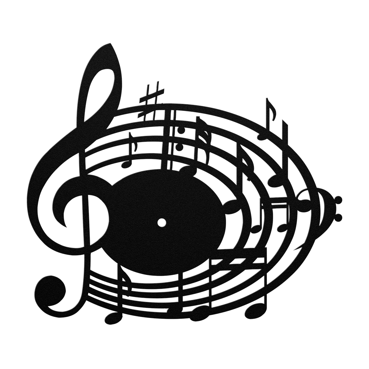 Clock Clef and Stave Metal Sign