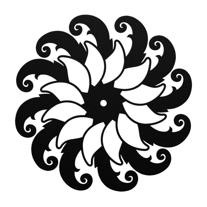 Clock Curled Pinwheel Metal Sign