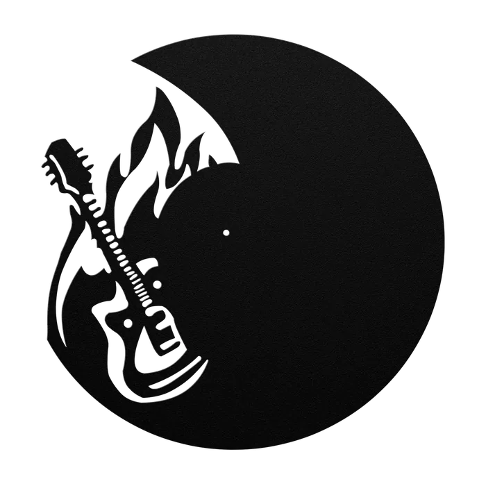 Clock Flamed Guitar Metal Sign