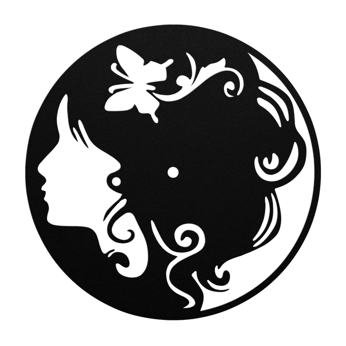 Clock Flowing Hair Metal Sign