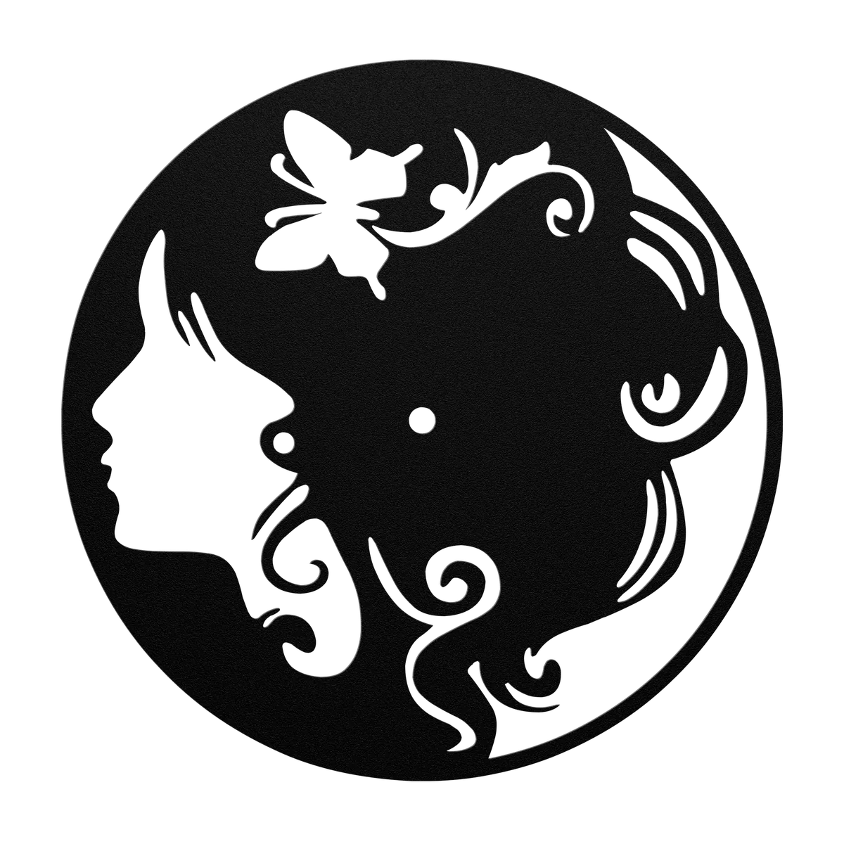 Clock Flowing Hair Metal Sign