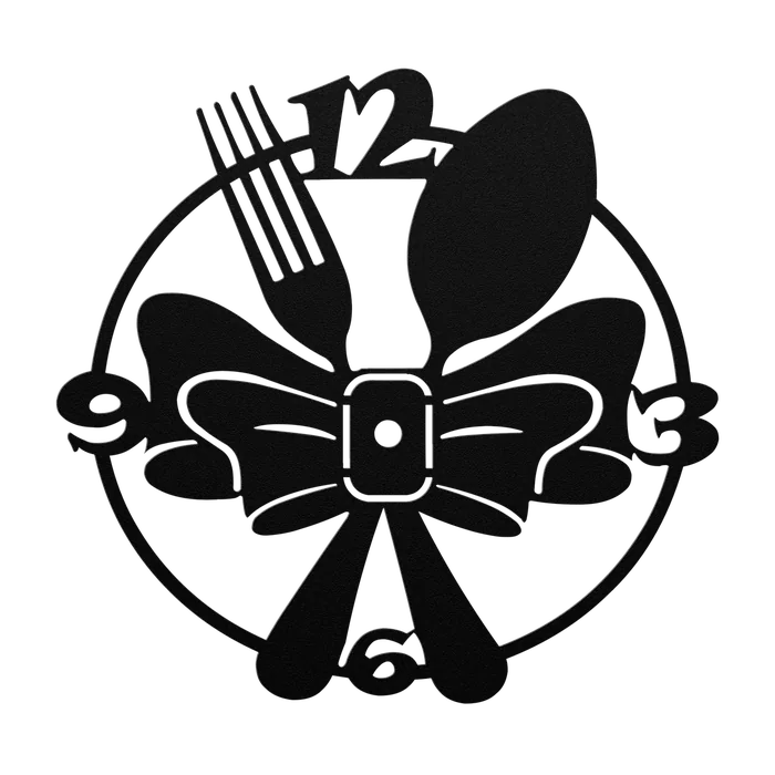 Clock Fork and Spoon Metal Sign