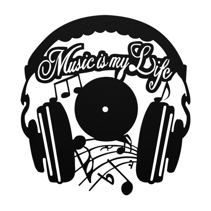 Clock Headphone Record Metal Sign