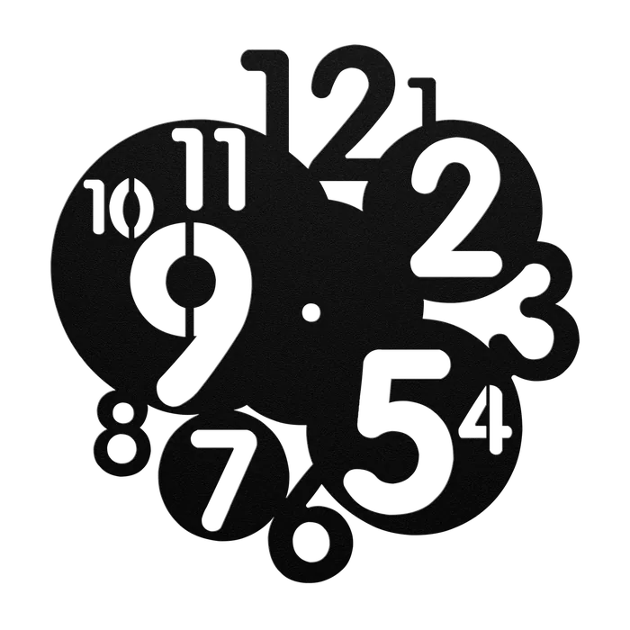 Clock Overlapping Numerals Metal Sign