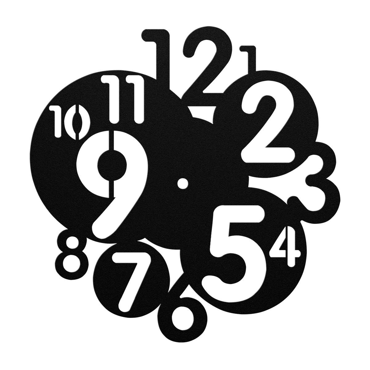Clock Overlapping Numerals Metal Sign