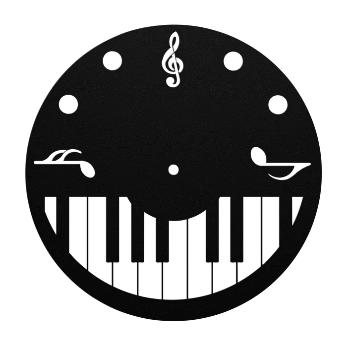 Clock Piano Keys Metal Sign