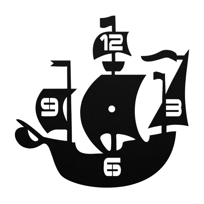 Clock Sailing Ship Metal Sign