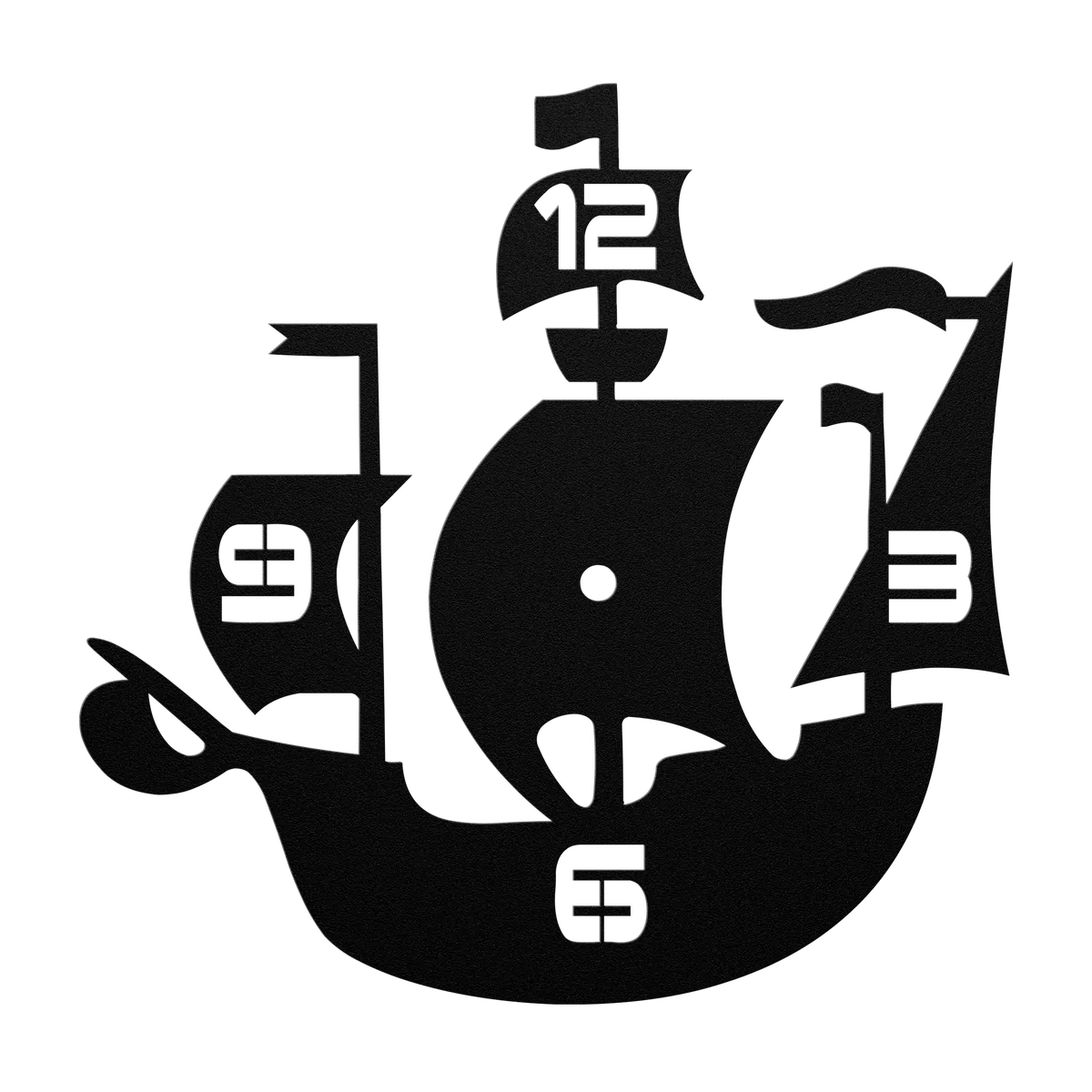 Clock Sailing Ship Metal Sign