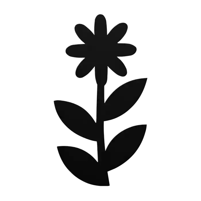 Flower Leafy Stem Daisy Metal Sign