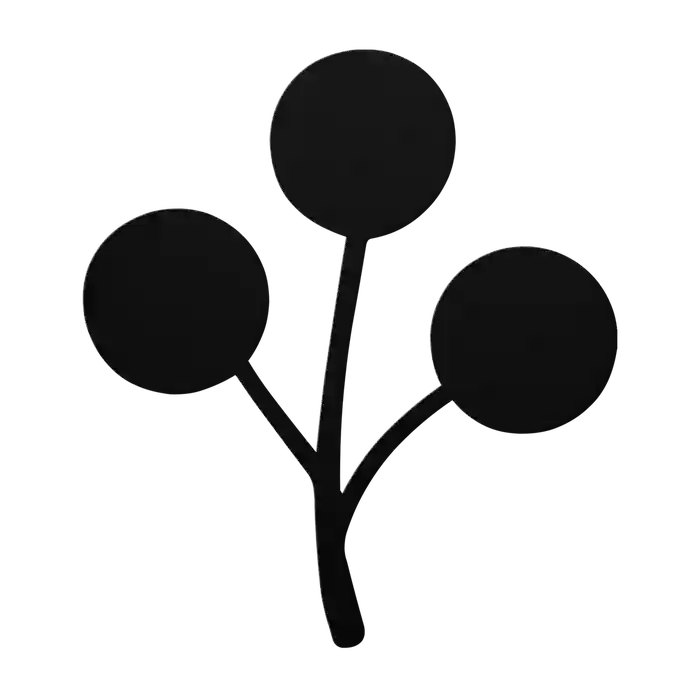 Flower Three Berry Stem Metal Sign