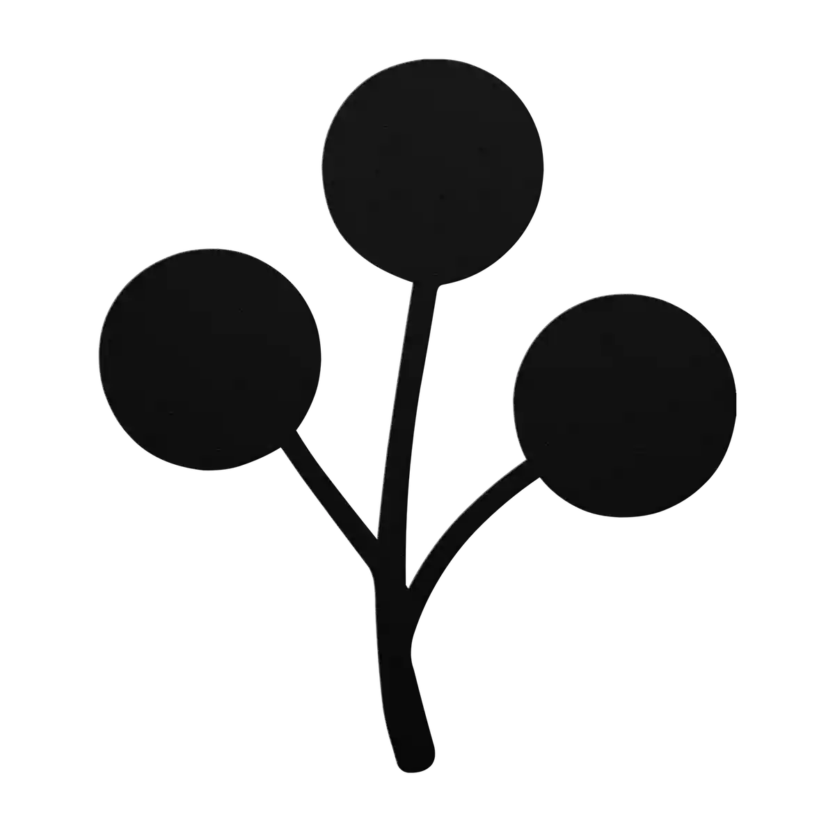 Flower Three Berry Stem Metal Sign