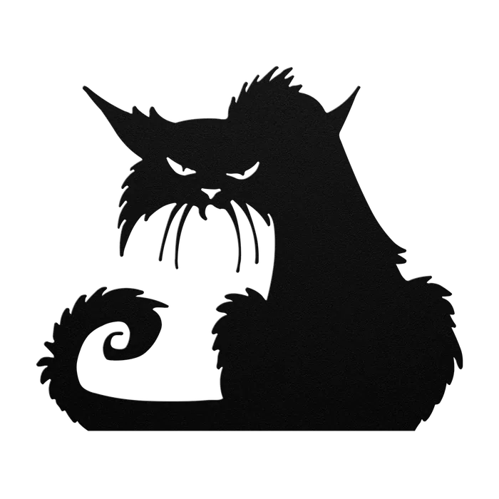 Halloween Arched Black Cat Metal Sign
