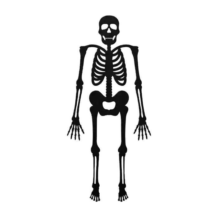 Halloween Arms Down Skeleton Metal Sign