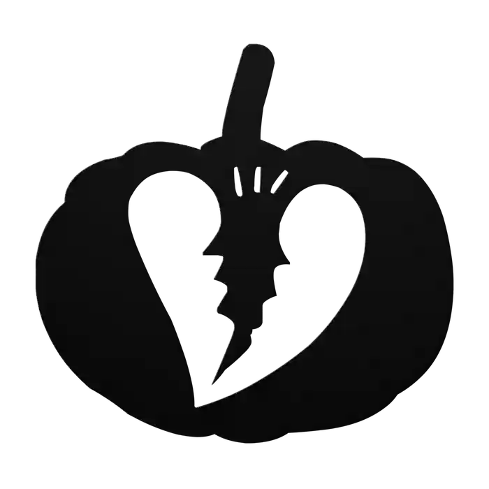 Halloween Broken Heart Pumpkin Metal Sign