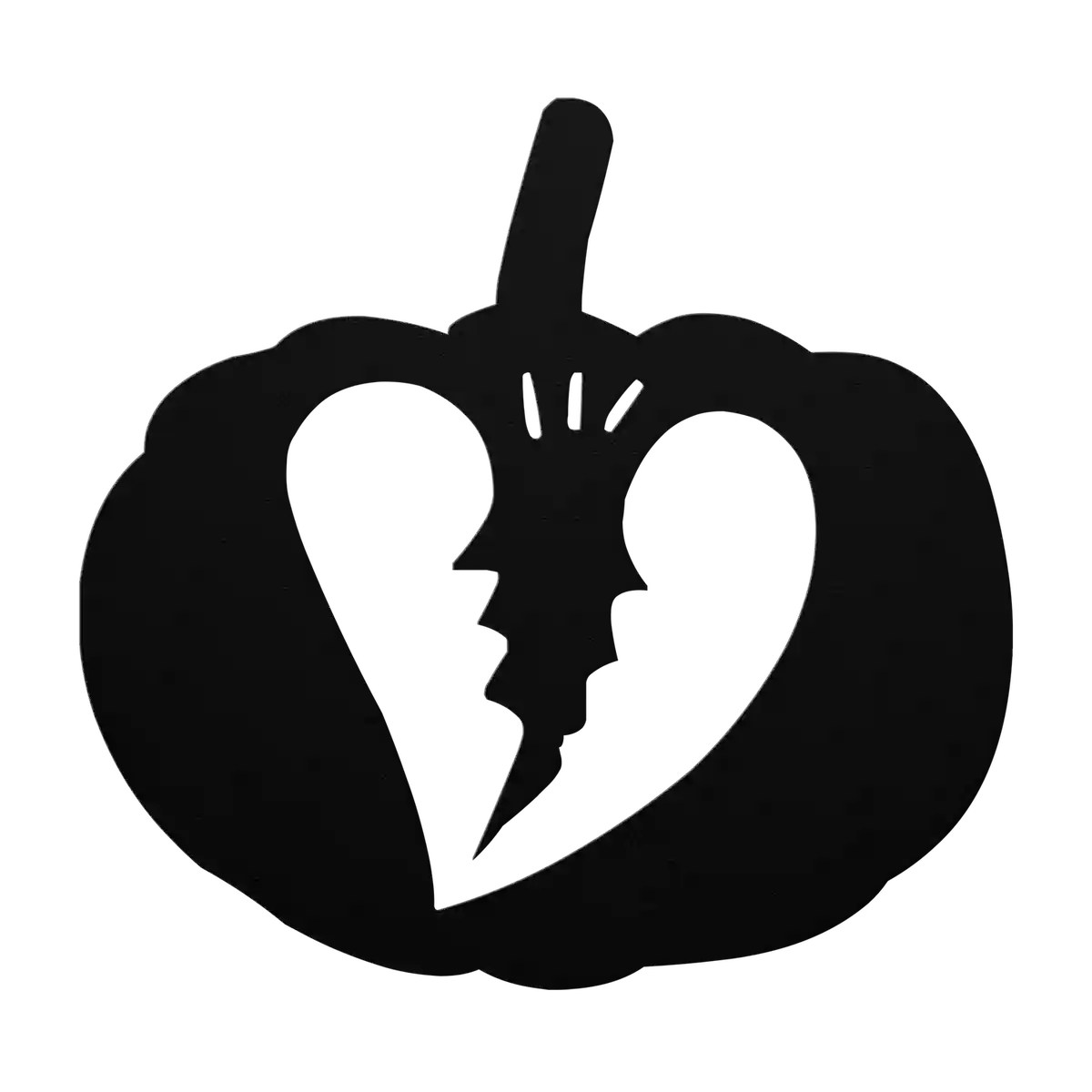 Halloween Broken Heart Pumpkin Metal Sign