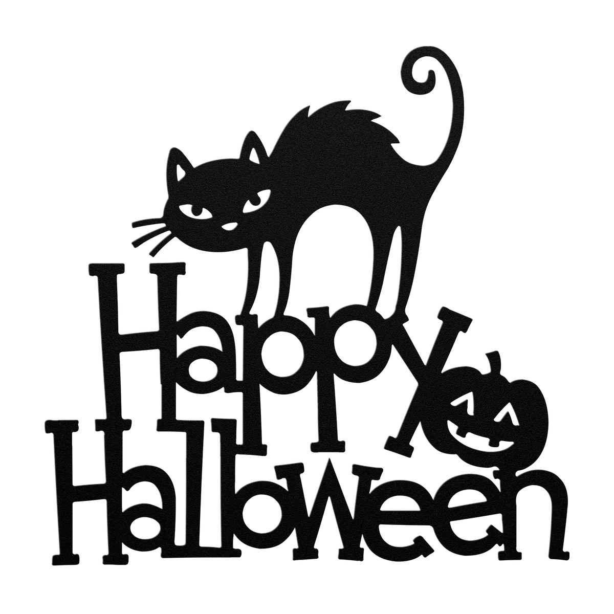 Halloween Cat and Pumpkin Greeting Metal Sign