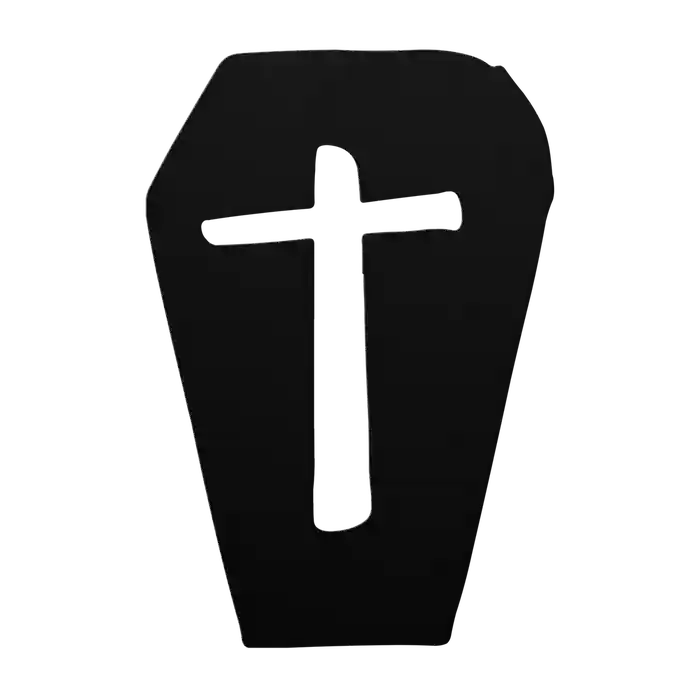 Halloween Coffin with Cross Metal Sign