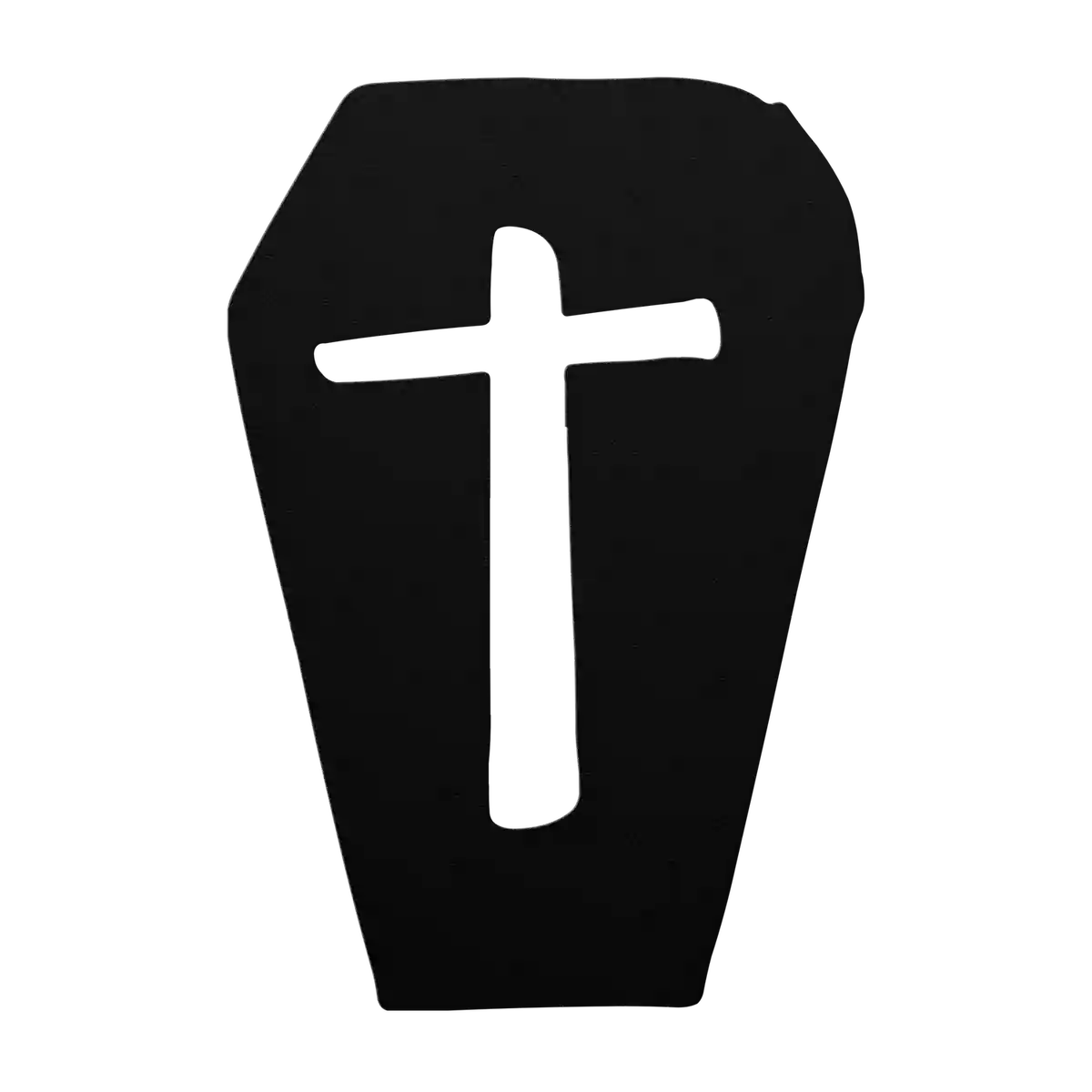 Halloween Coffin with Cross Metal Sign