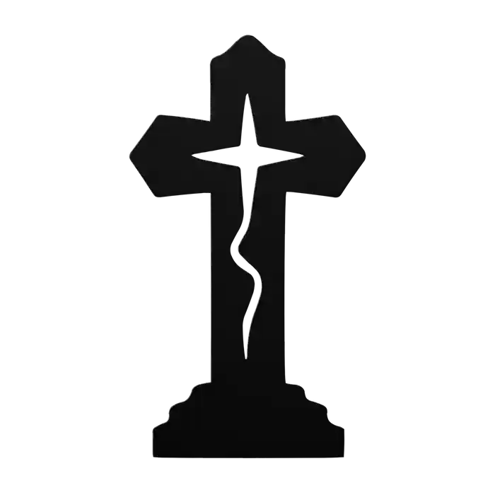 Halloween Cracked Cross Metal Sign