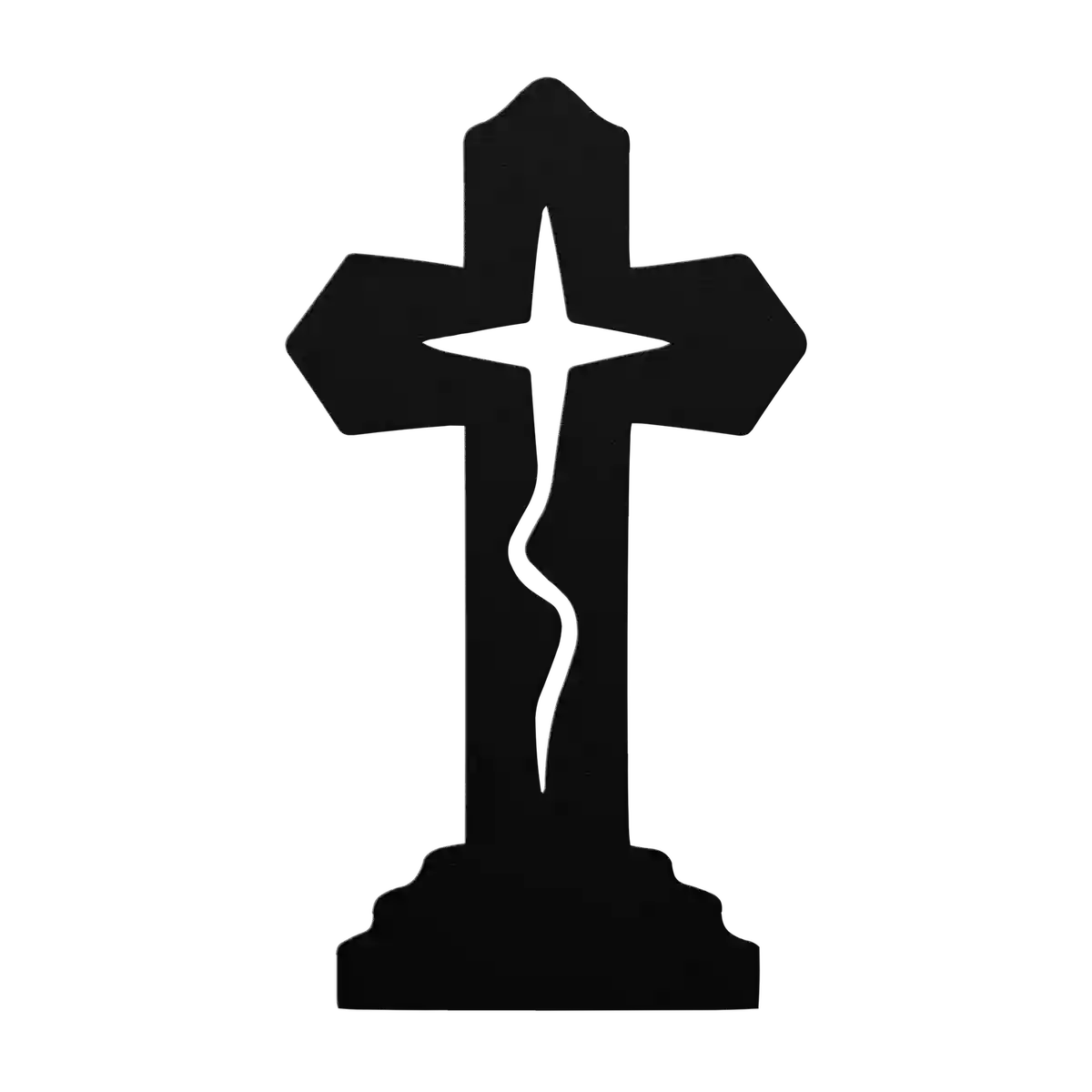 Halloween Cracked Cross Metal Sign