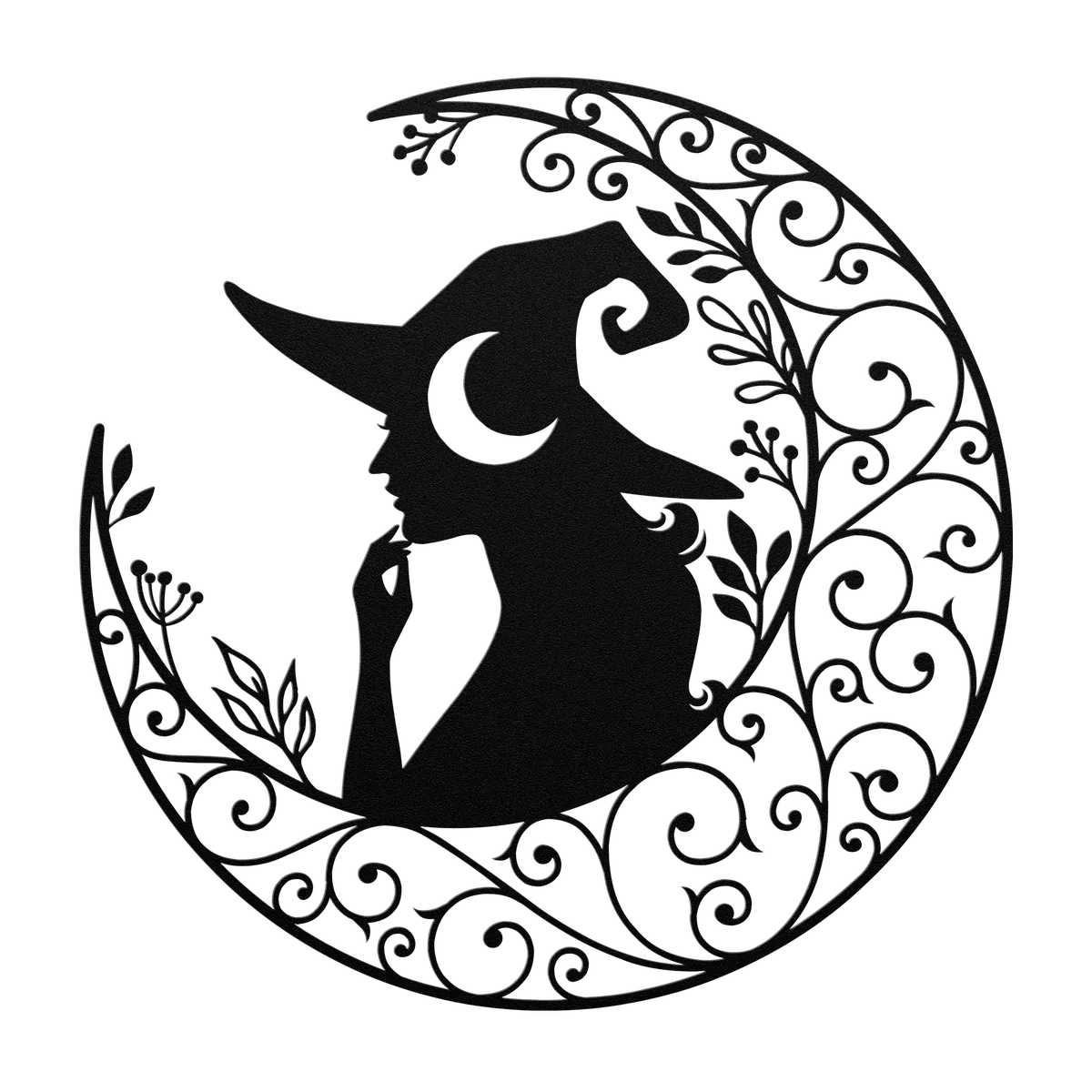 Halloween Crescent Witch Face Metal Sign