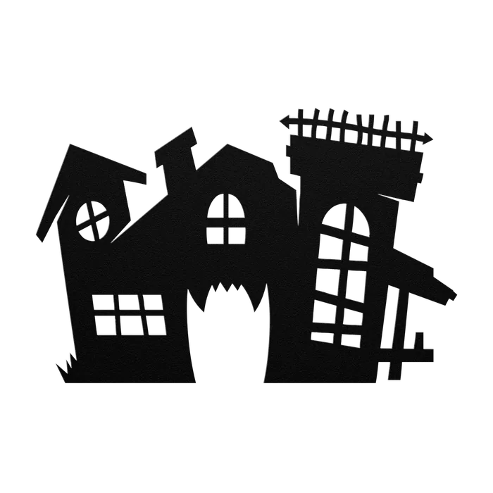 Halloween Crooked Haunted House Metal Sign