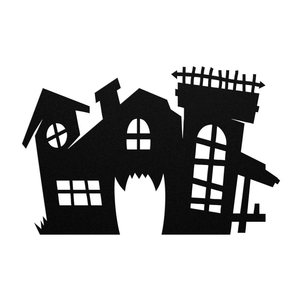 Halloween Crooked Haunted House Metal Sign