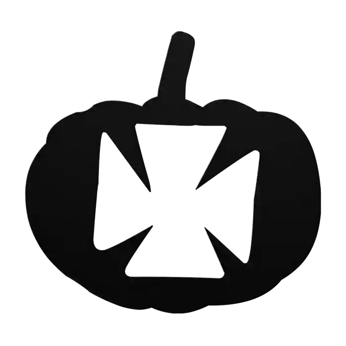 Halloween Cross Carved Pumpkin Metal Sign