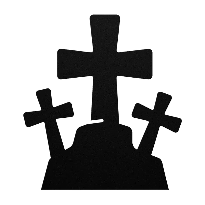 Halloween Cross Tombstone Metal Sign