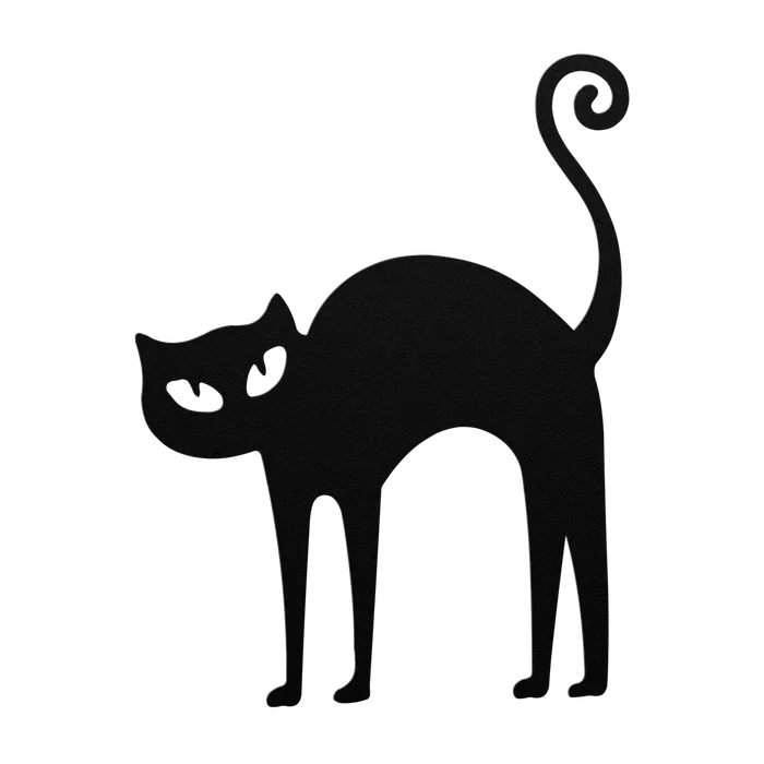 Halloween Curl Tail Standing Cat Metal Sign