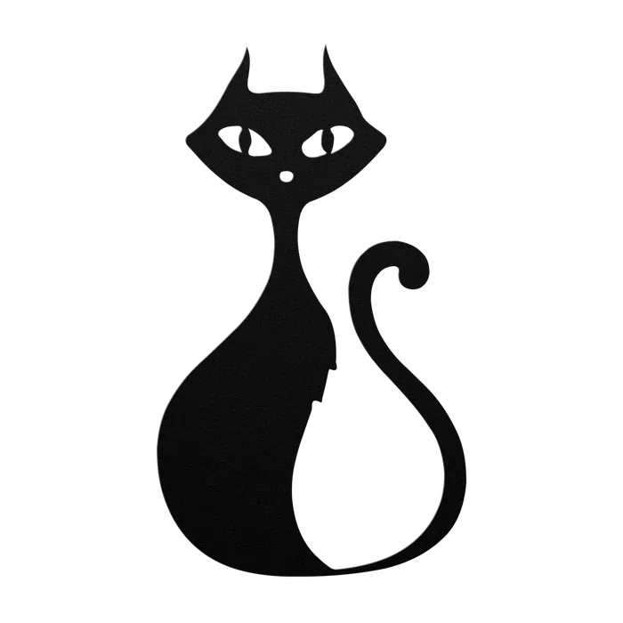 Halloween Curled Tail Cat Metal Sign
