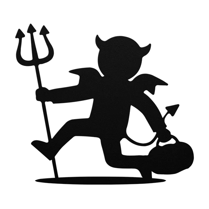 Halloween Devil Trick or Treater Metal Sign