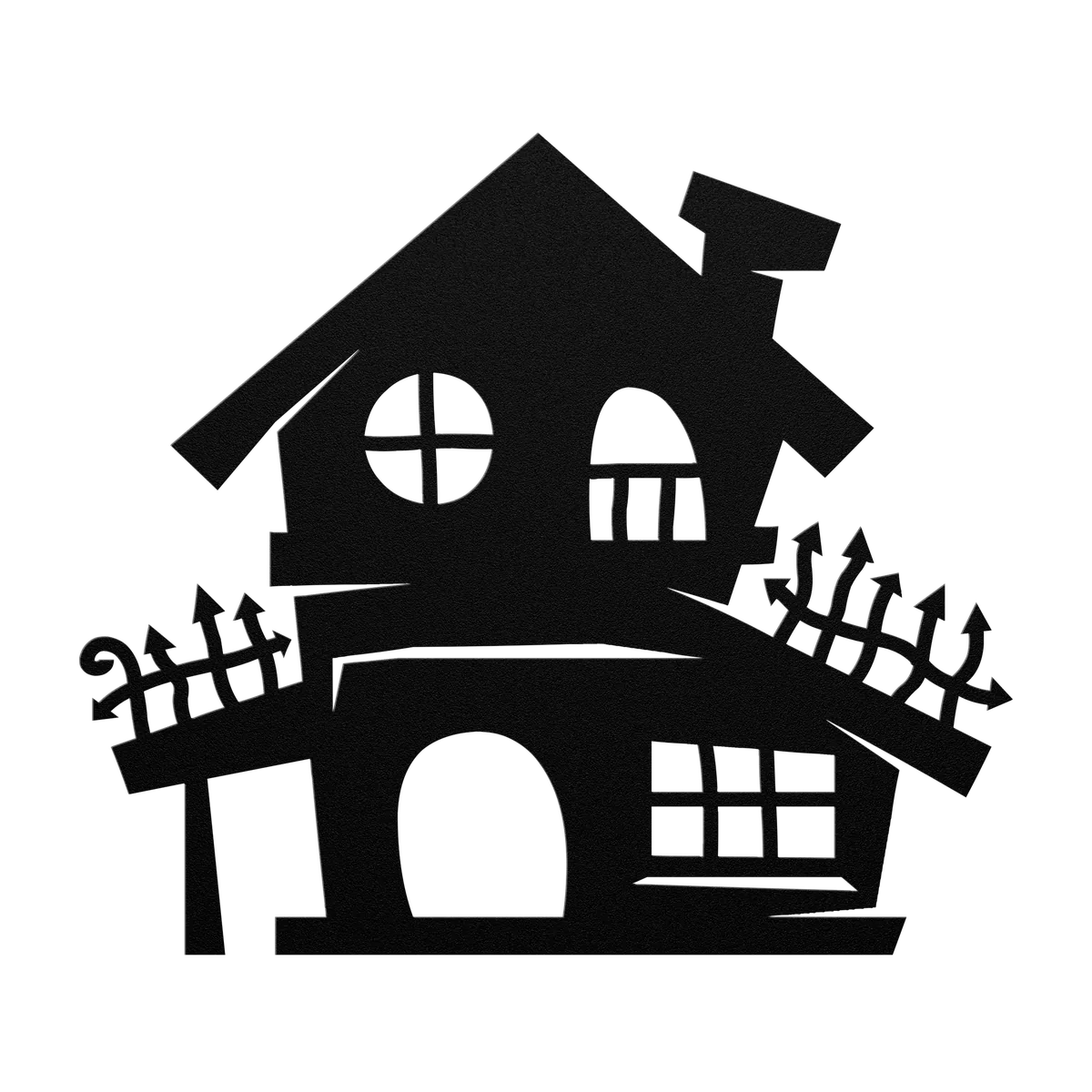 Halloween Fenced Haunted House Metal Sign
