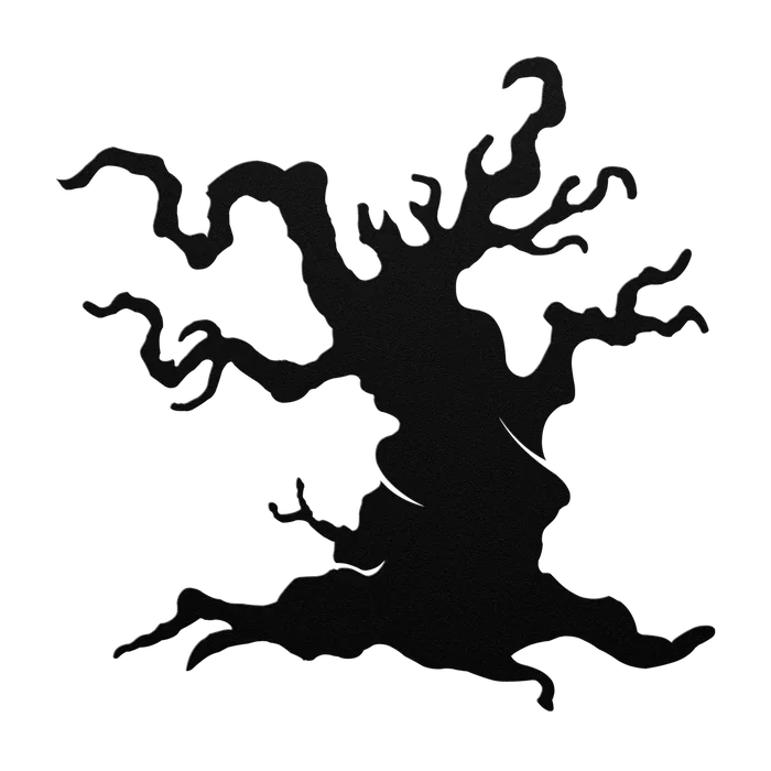 Halloween Gnarled Bare Tree Metal Sign