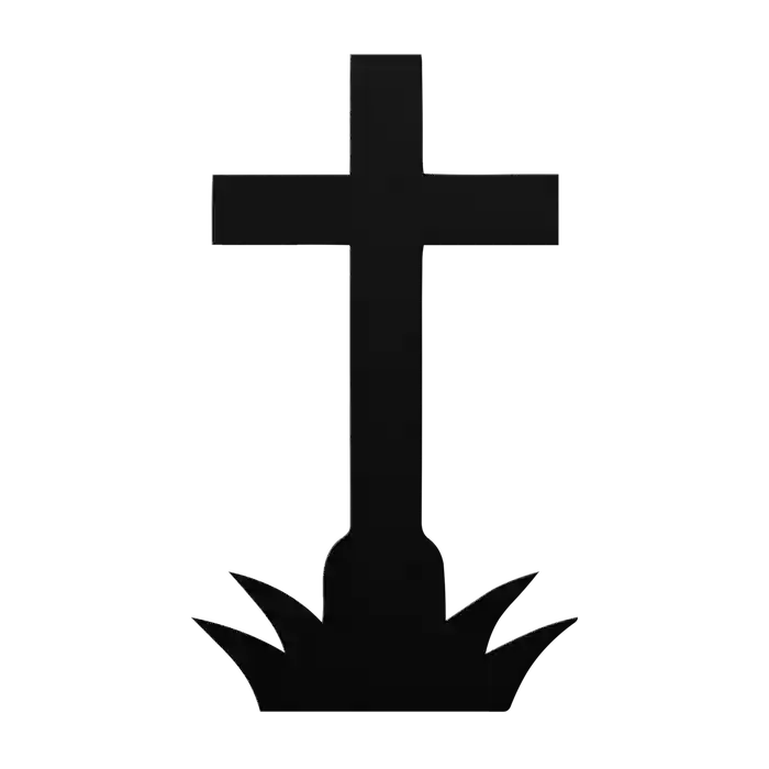 Halloween Grassy Cross Metal Sign