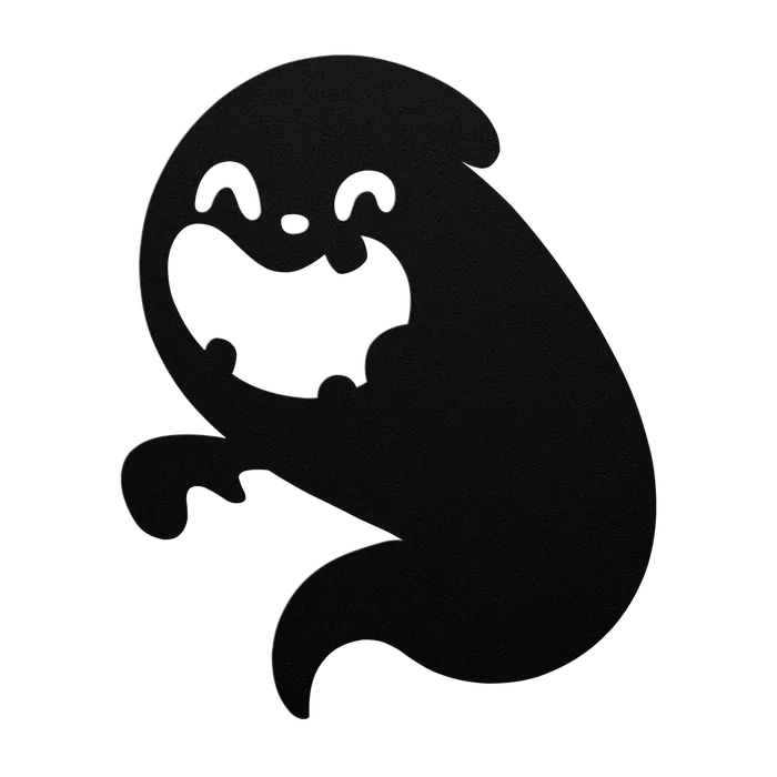 Halloween Grinning Ghost Metal Sign