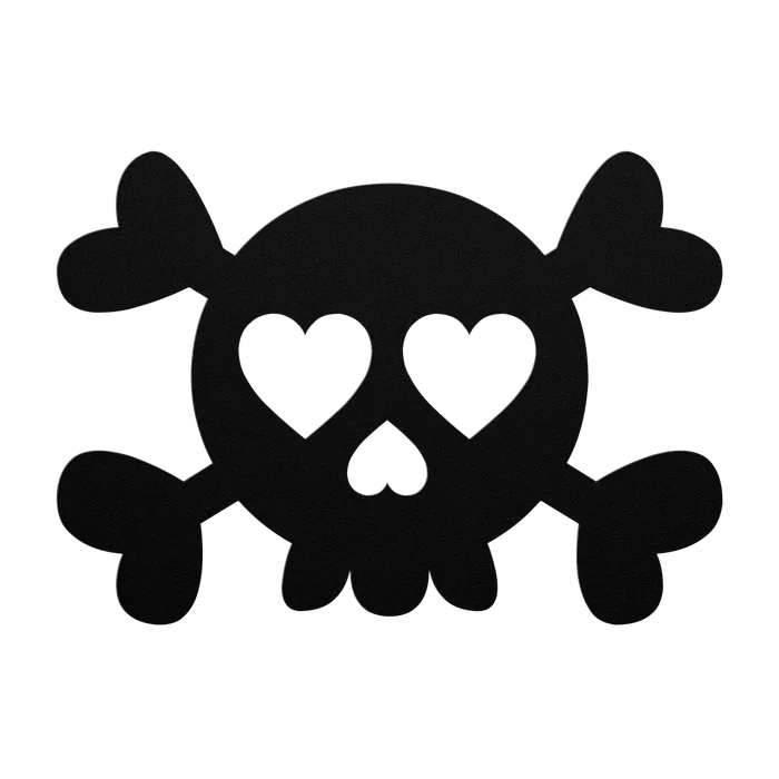 Halloween Heart-Eyed Skull Metal Sign