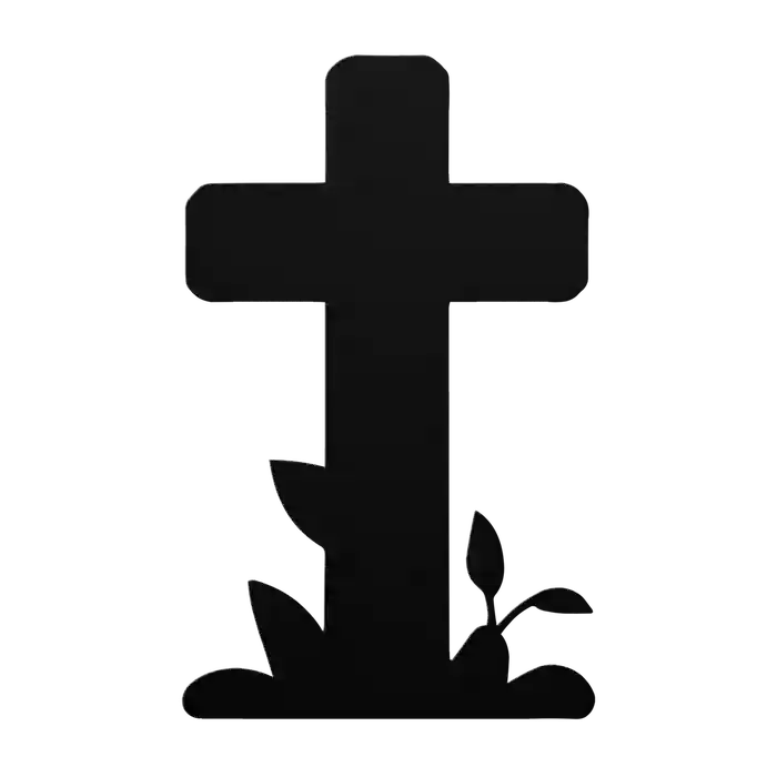 Halloween Leafy Base Cross Metal Sign