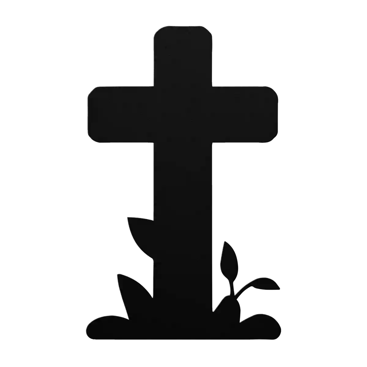 Halloween Leafy Base Cross Metal Sign