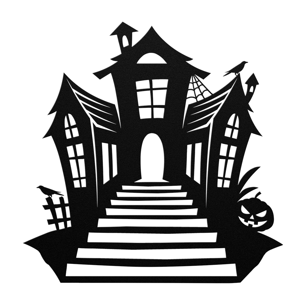 Halloween Mansion with Steps Metal Sign