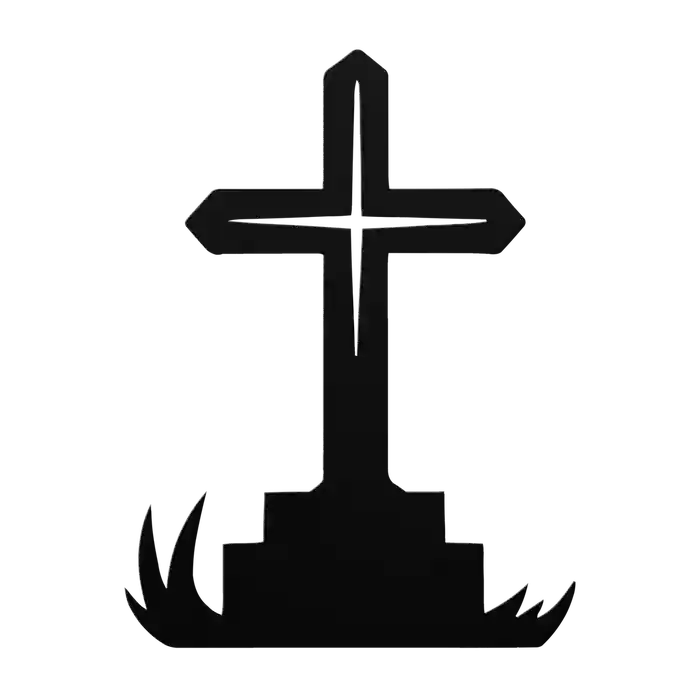 Halloween Outlined Cross Metal Sign