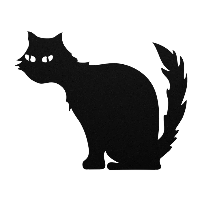 Halloween Plume Tail Cat Metal Sign