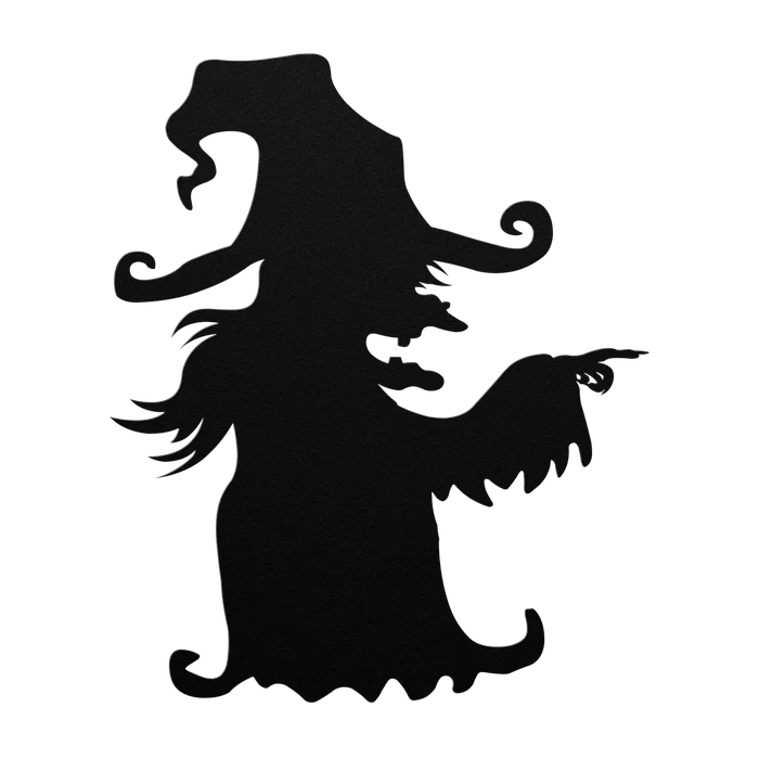 Halloween Pointing Witch Metal Sign