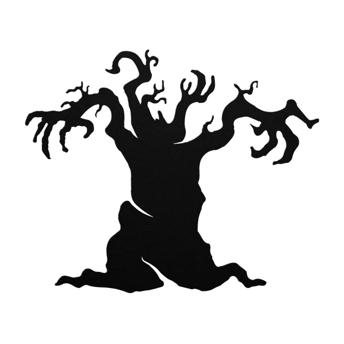 Halloween Rooted Twisted Tree Metal Sign