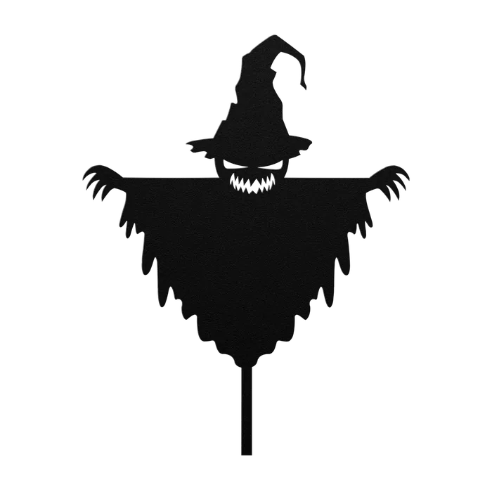 Halloween Scarecrow on a Post Metal Sign