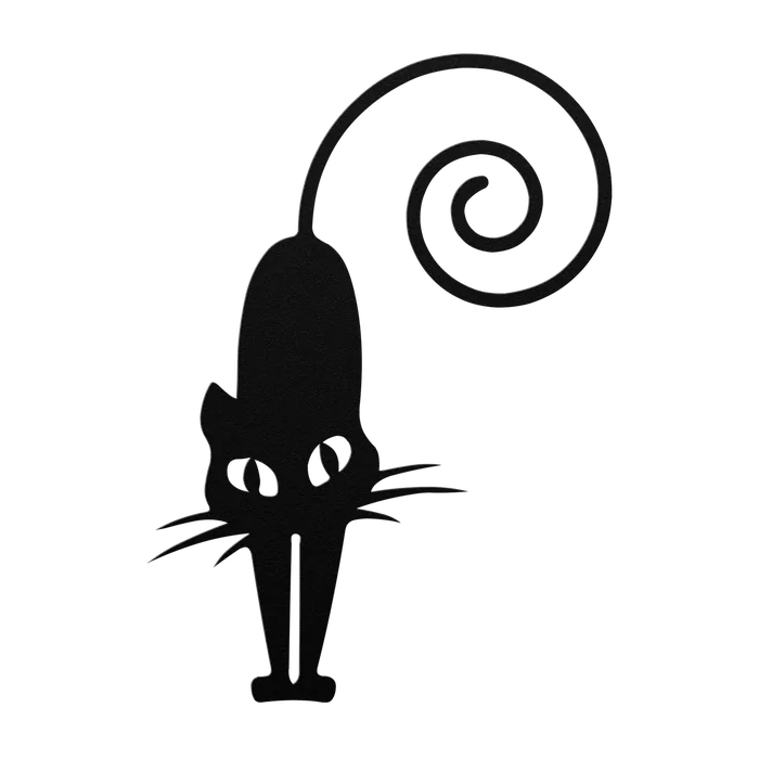 Halloween Spiral Tail Cat Metal Sign